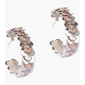 NWT Deepa Gurnani Acacia‎ Hoop Earrings Smooth Discs Beads Crystals Mother Pearl